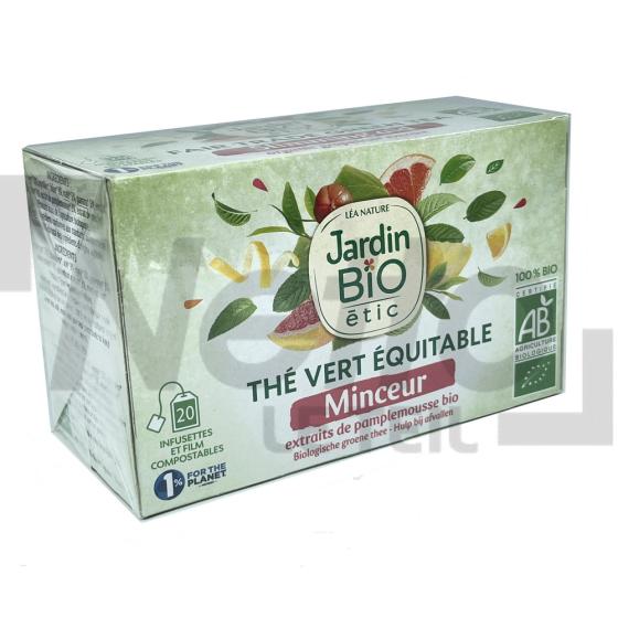 Thé vert minceur Bio aux extraits de pamplemousse x20 sachets 30g - JARDIN BIO